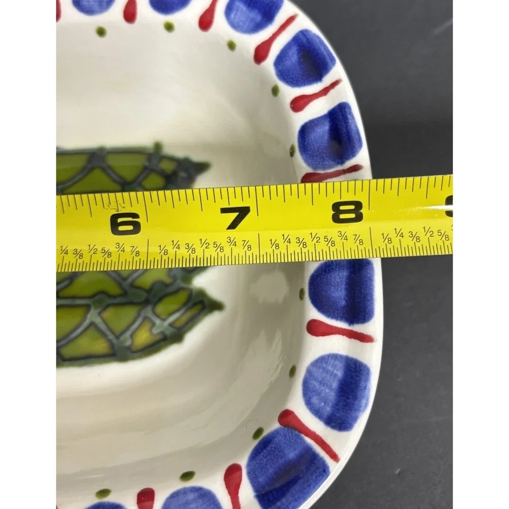 Studio Pottery Bowl Small Serving Asparagus Design Handmade Painted Signed